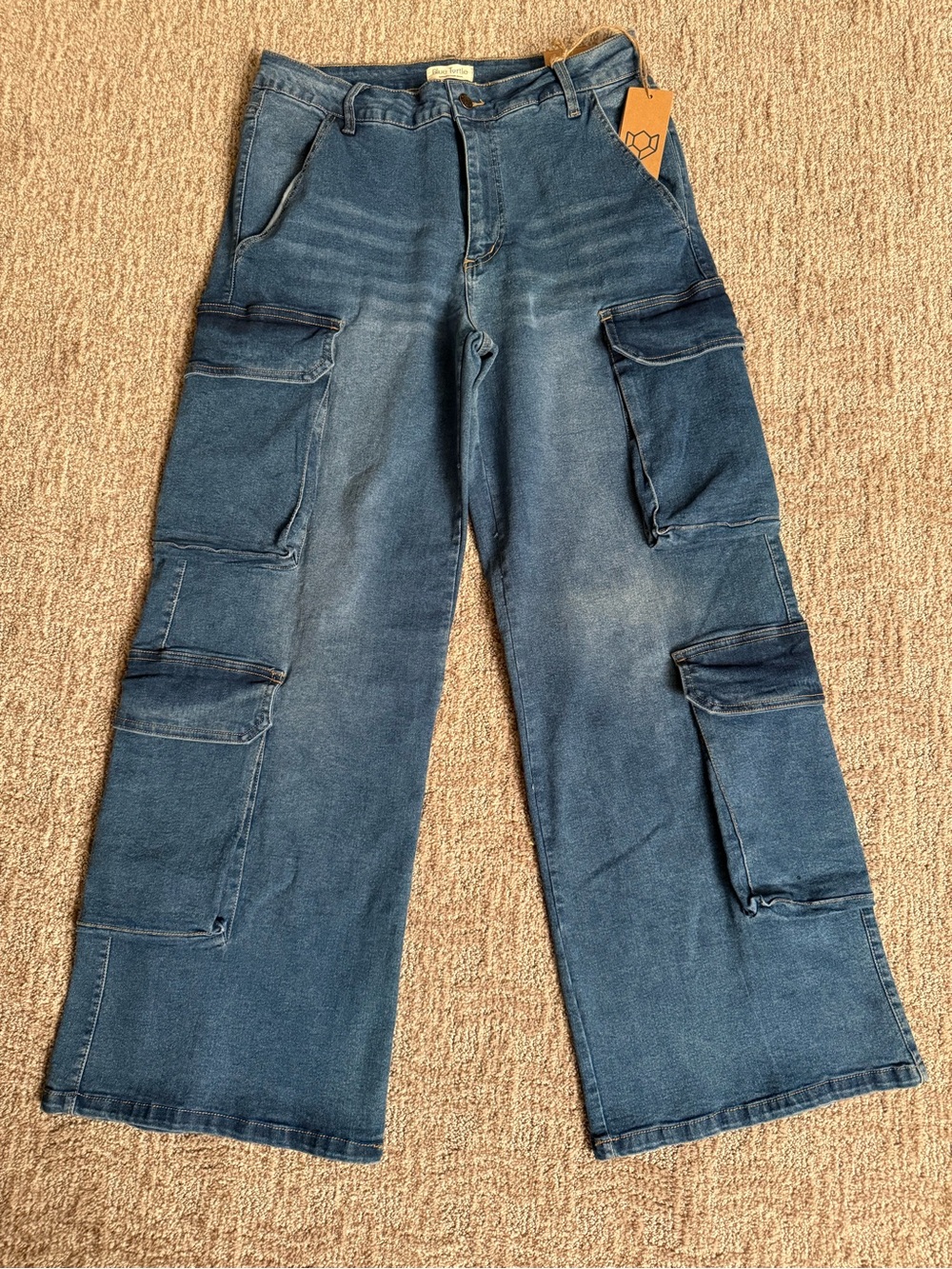 High Rise Super Stretch Cargo Jeans